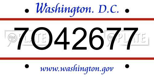 7O42677 District Of Columbia License Plate