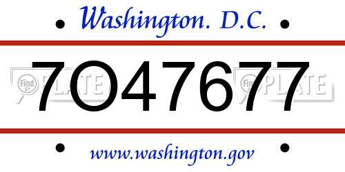 7O47677 District Of Columbia License Plate