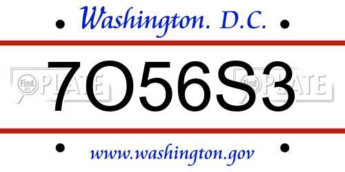 7O56S3 District Of Columbia License Plate