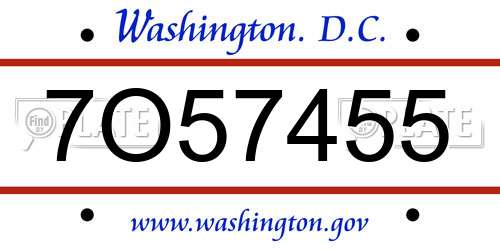 7O57455 District Of Columbia License Plate