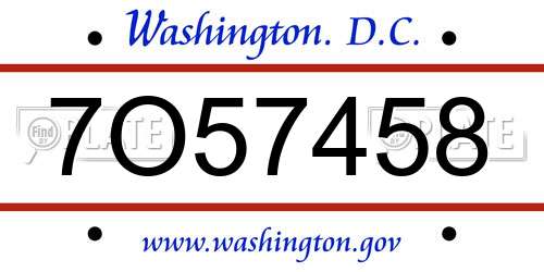 7O57458 District Of Columbia License Plate