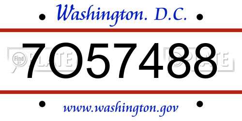 7O57488 District Of Columbia License Plate