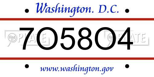 7O58O4 District Of Columbia License Plate