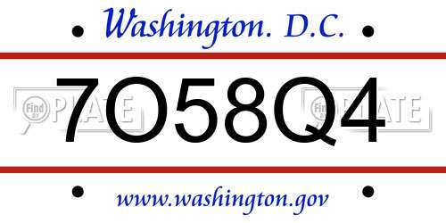 7O58Q4 District Of Columbia License Plate