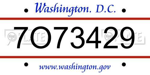 7O73429 District Of Columbia License Plate