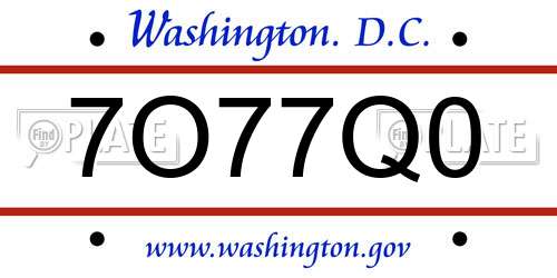 7O77Q0 District Of Columbia License Plate