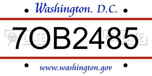 7OB2485 District Of Columbia License Plate