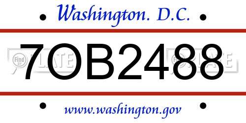 7OB2488 District Of Columbia License Plate