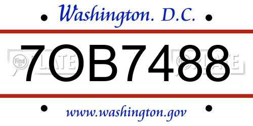 7OB7488 District Of Columbia License Plate