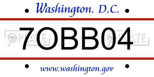 7OBB04 District Of Columbia License Plate