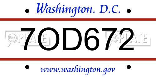 7OD672 District Of Columbia License Plate