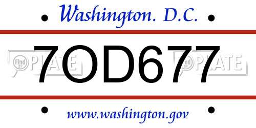 7OD677 District Of Columbia License Plate