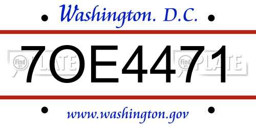 7OE4471 District Of Columbia License Plate