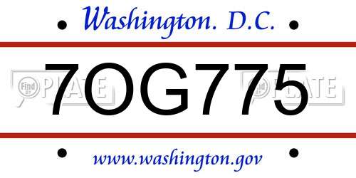 7OG775 District Of Columbia License Plate