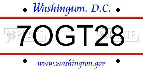 7OGT28 District Of Columbia License Plate