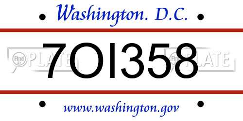 7OI358 District Of Columbia License Plate