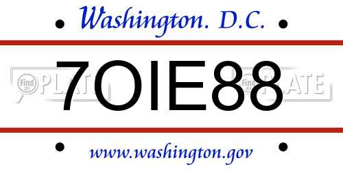 7OIE88 District Of Columbia License Plate