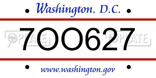 7OO627 District Of Columbia License Plate