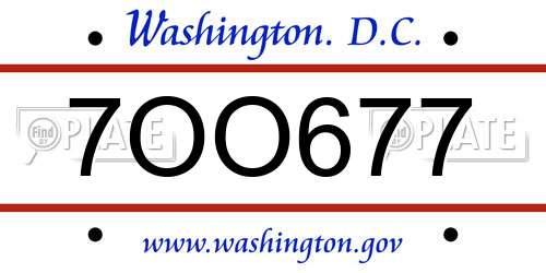 7OO677 District Of Columbia License Plate