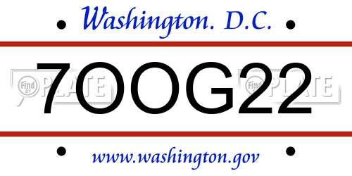 7OOG22 District Of Columbia License Plate