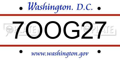7OOG27 District Of Columbia License Plate