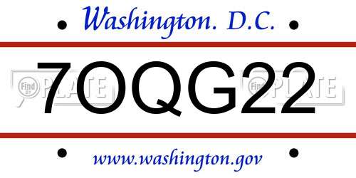 7OQG22 District Of Columbia License Plate