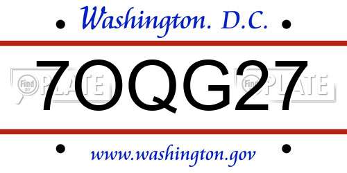 7OQG27 District Of Columbia License Plate