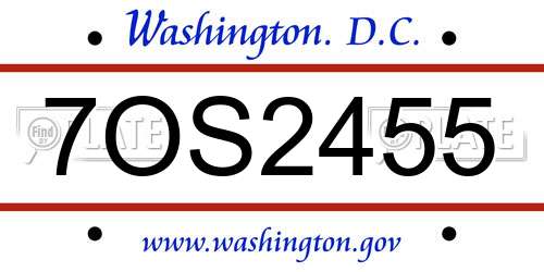 7OS2455 District Of Columbia License Plate