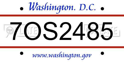 7OS2485 District Of Columbia License Plate