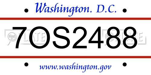 7OS2488 District Of Columbia License Plate