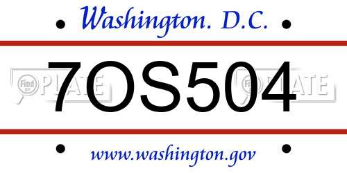 7OS504 District Of Columbia License Plate