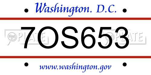 7OS653 District Of Columbia License Plate