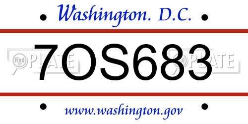 7OS683 District Of Columbia License Plate