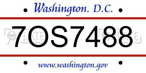 7OS7488 District Of Columbia License Plate