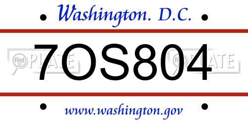 7OS804 District Of Columbia License Plate