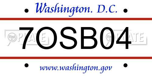 7OSB04 District Of Columbia License Plate
