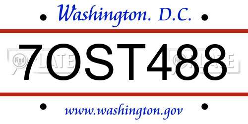 7OST488 District Of Columbia License Plate