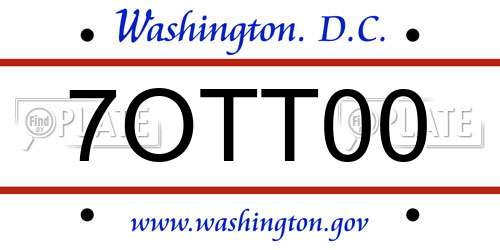 7OTT00 District Of Columbia License Plate