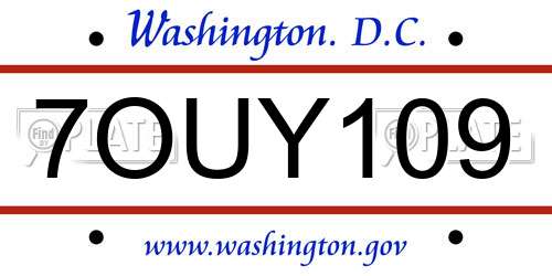 7OUY109 District Of Columbia License Plate