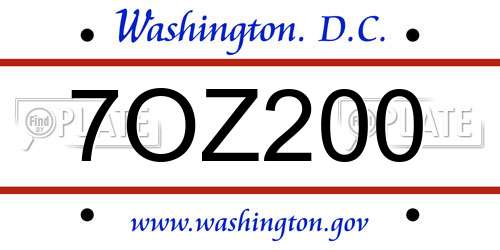 7OZ200 District Of Columbia License Plate