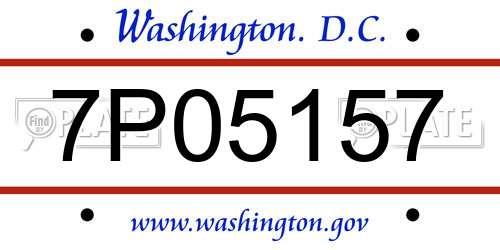 7P05157 District Of Columbia License Plate
