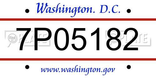 7P05182 District Of Columbia License Plate
