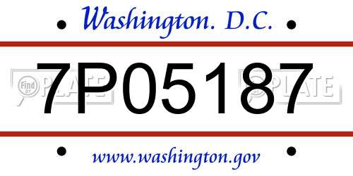 7P05187 District Of Columbia License Plate