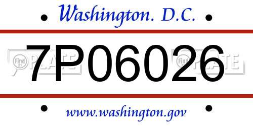 7P06026 District Of Columbia License Plate