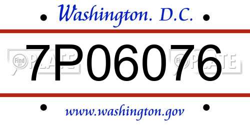 7P06076 District Of Columbia License Plate