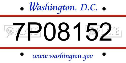 7P08152 District Of Columbia License Plate