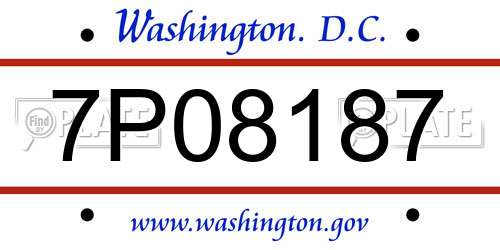 7P08187 District Of Columbia License Plate