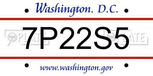 7P22S5 District Of Columbia License Plate