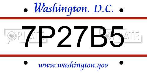 7P27B5 District Of Columbia License Plate