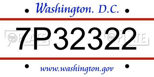 7P32322 District Of Columbia License Plate